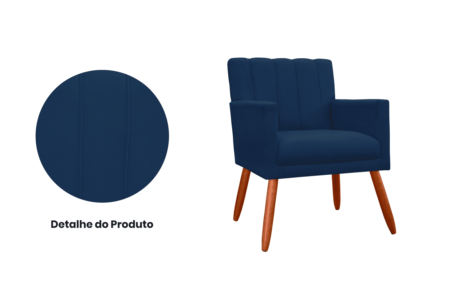 Kit 02 Poltronas Decorativas Cecilia Pés Palito Suede Azul Marinho - DS Estofados