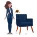 Kit 02 Poltronas Decorativas Cecilia Pés Palito Suede Azul Marinho - DS Estofados