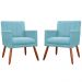 Kit 02 Poltronas Decorativas Cecilia Pés Palito Suede Azul Turquesa - DS Estofados