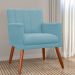 Kit 02 Poltronas Decorativas Cecilia Pés Palito Suede Azul Turquesa - DS Estofados