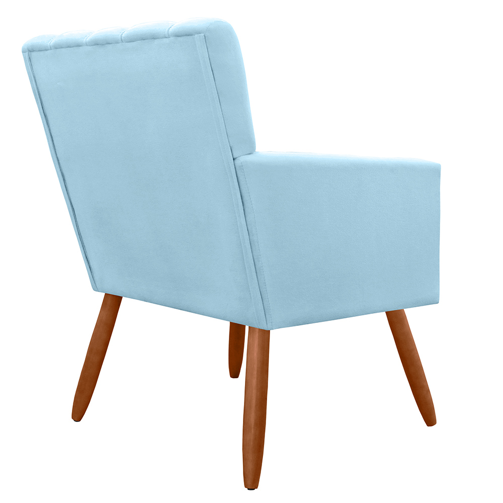Kit 02 Poltronas Decorativas Cecilia Pés Palito Suede Azul Turquesa - DS Estofados