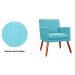 Kit 02 Poltronas Decorativas Cecilia Pés Palito Suede Azul Turquesa - DS Estofados