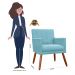 Kit 02 Poltronas Decorativas Cecilia Pés Palito Suede Azul Turquesa - DS Estofados