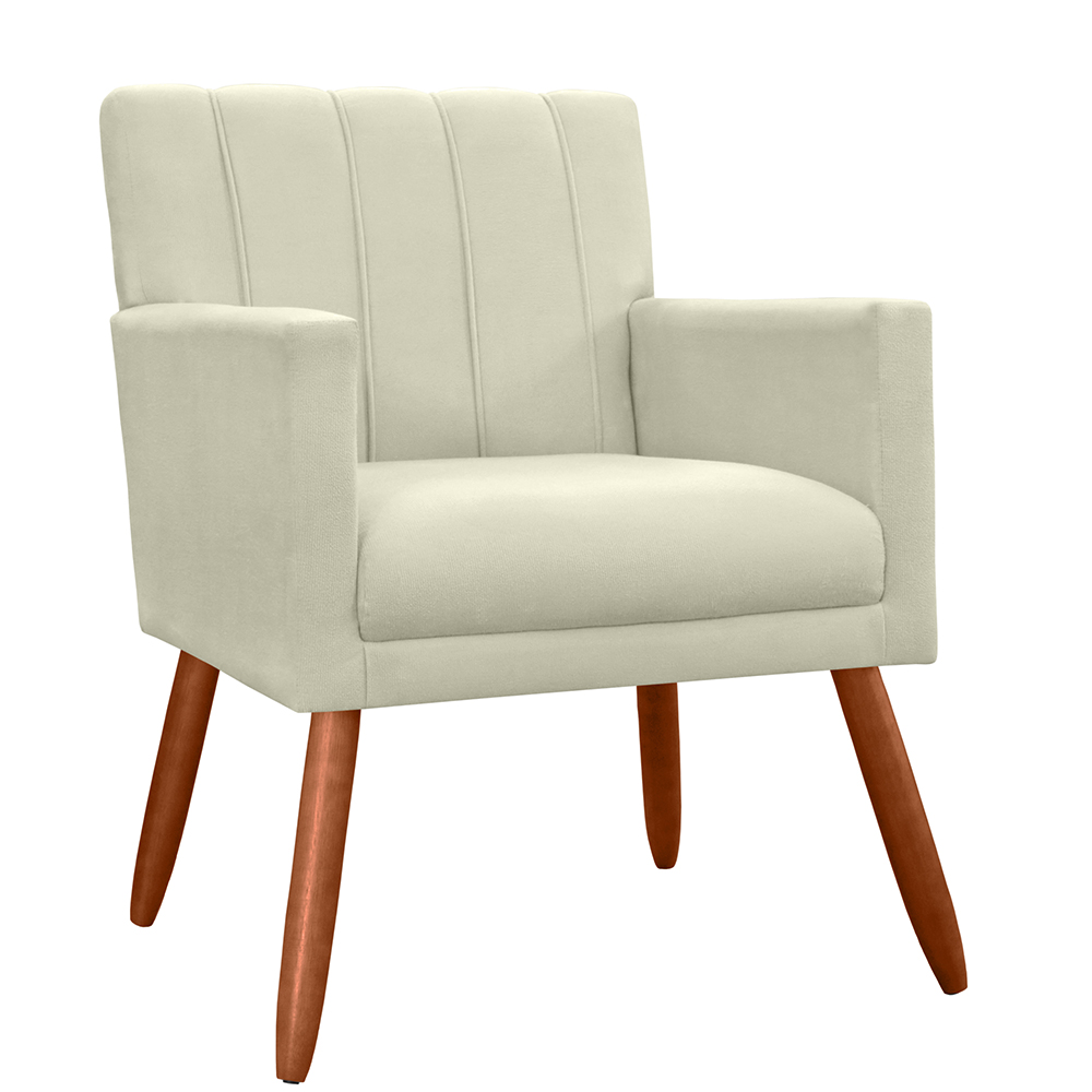 Kit 02 Poltronas Decorativas Cecilia Pés Palito Suede Bege - DS Estofados