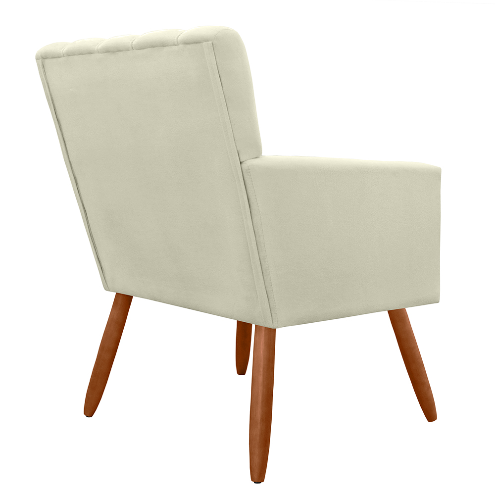 Kit 02 Poltronas Decorativas Cecilia Pés Palito Suede Bege - DS Estofados