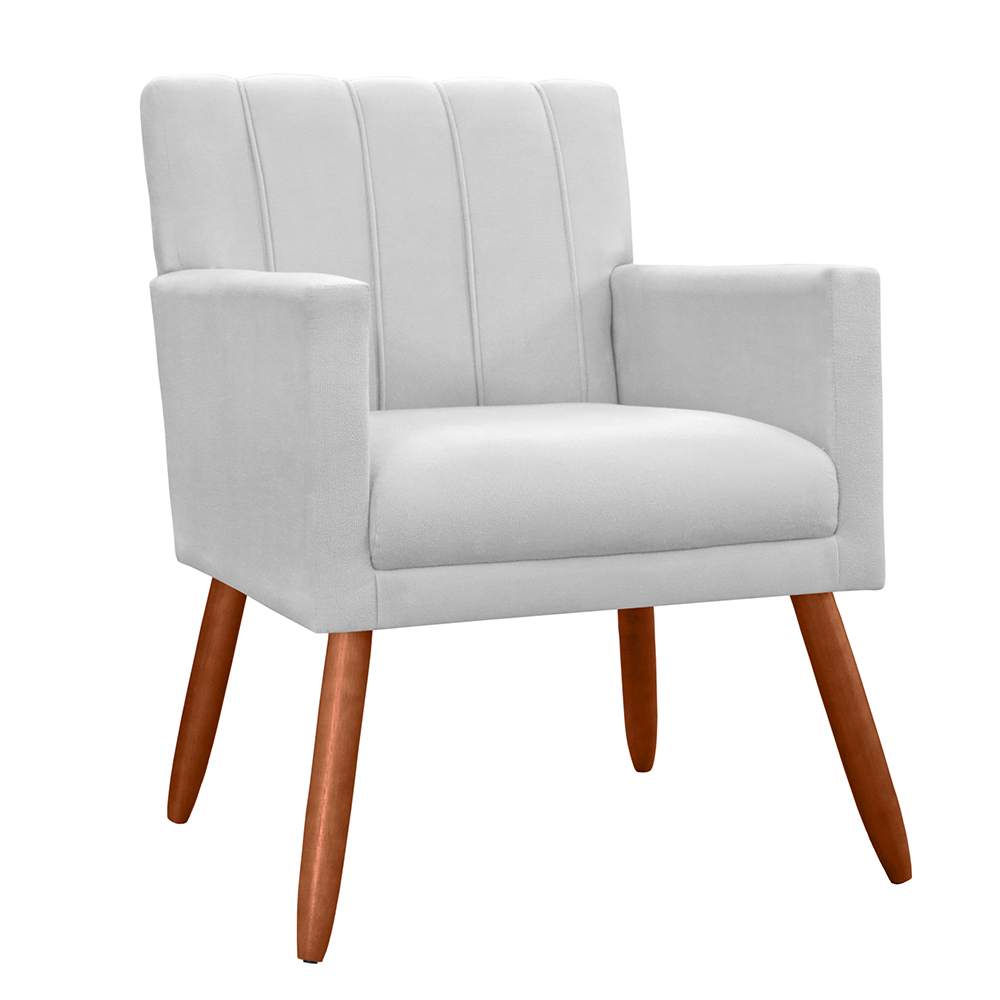 Kit 02 Poltronas Decorativas Cecilia Pés Palito Suede Branco - DS Estofados