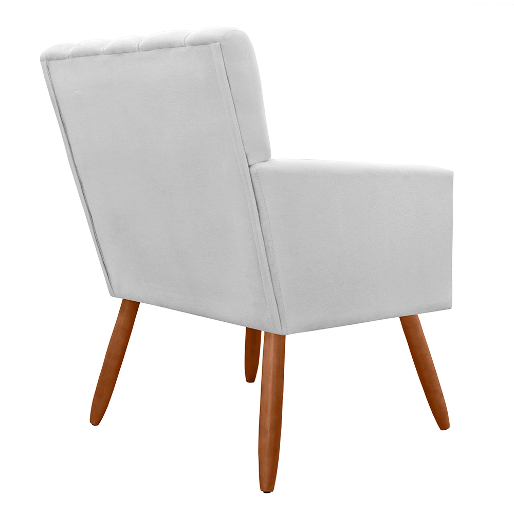 Kit 02 Poltronas Decorativas Cecilia Pés Palito Suede Branco - DS Estofados