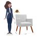 Kit 02 Poltronas Decorativas Cecilia Pés Palito Suede Branco - DS Estofados