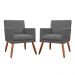 Kit 02 Poltronas Decorativas Cecilia Pés Palito Suede Cinza - DS Estofados