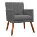 Kit 02 Poltronas Decorativas Cecilia Pés Palito Suede Cinza - DS Estofados