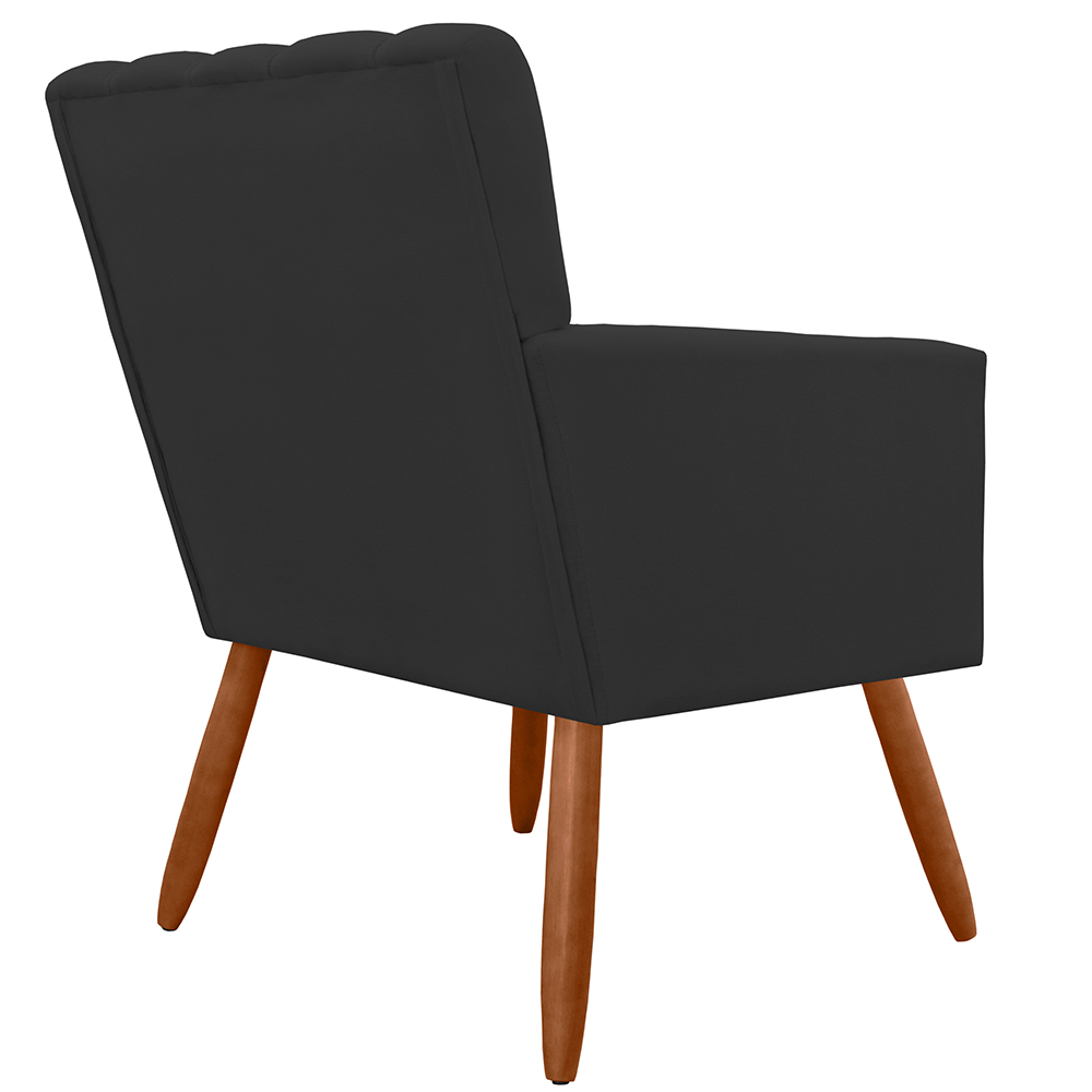 Kit 02 Poltronas Decorativas Cecilia Pés Palito Suede Preto - DS Estofados