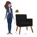 Kit 02 Poltronas Decorativas Cecilia Pés Palito Suede Preto - DS Estofados