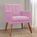 Kit 02 Poltronas Decorativas Cecilia Pés Palito Suede Rosa - DS Estofados