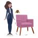 Kit 02 Poltronas Decorativas Cecilia Pés Palito Suede Rosa - DS Estofados
