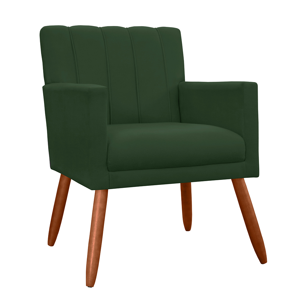 Kit 02 Poltronas Decorativas Cecilia Pés Palito Suede Verde - DS Estofados