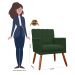 Kit 02 Poltronas Decorativas Cecilia Pés Palito Suede Verde - DS Estofados