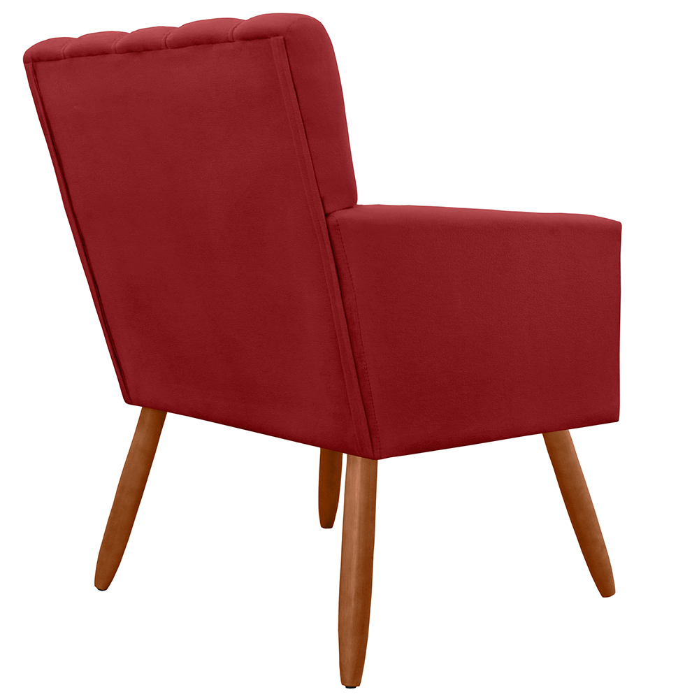 Kit 02 Poltronas Decorativas Cecilia Pés Palito Suede Vermelho - DS Estofados