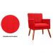 Kit 02 Poltronas Decorativas Cecilia Pés Palito Suede Vermelho - DS Estofados