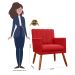Kit 02 Poltronas Decorativas Cecilia Pés Palito Suede Vermelho - DS Estofados