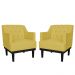 Kit 02 Poltronas Decorativas Clássica Com Base Madeira Suede Amarelo - DS Estofados