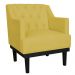 Kit 02 Poltronas Decorativas Clássica Com Base Madeira Suede Amarelo - DS Estofados