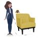 Kit 02 Poltronas Decorativas Clássica Com Base Madeira Suede Amarelo - DS Estofados