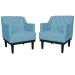 Kit 02 Poltronas Decorativas Clássica Com Base Madeira Suede Azul Turquesa - DS Estofados