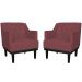 Kit 02 Poltronas Decorativas Clássica Com Base Madeira Suede Bordô - DS Estofados