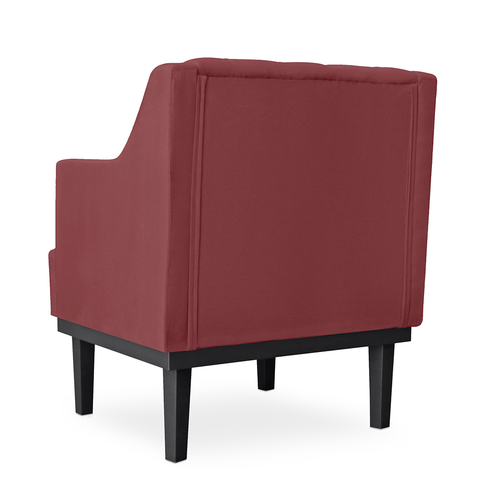 Kit 02 Poltronas Decorativas Clássica Com Base Madeira Suede Bordô - DS Estofados