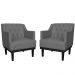 Kit 02 Poltronas Decorativas Clássica Com Base Madeira Suede Cinza - DS Estofados