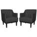 Kit 02 Poltronas Decorativas Clássica Com Base Madeira Suede Preto - DS Estofados