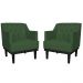 Kit 02 Poltronas Decorativas Clássica Com Base Madeira Suede Verde - DS Estofados