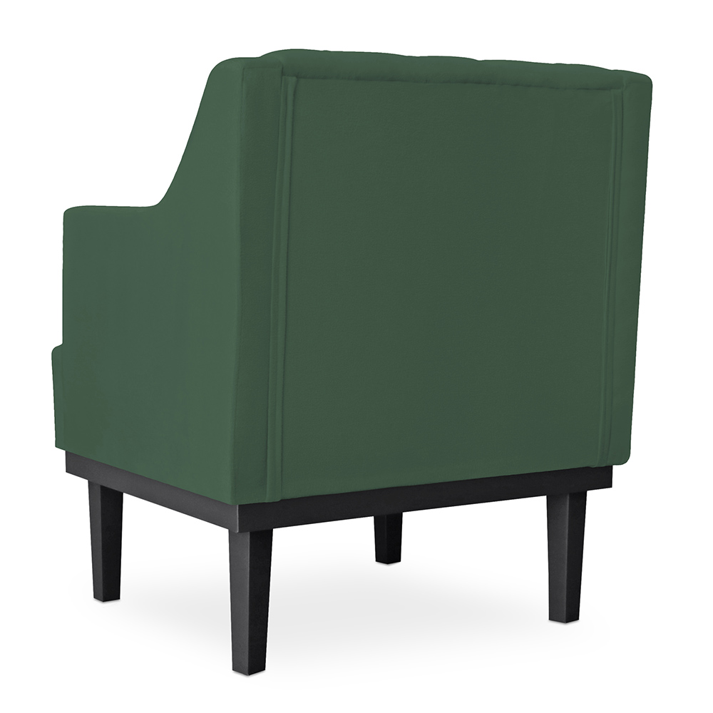 Kit 02 Poltronas Decorativas Clássica Com Base Madeira Suede Verde - DS Estofados