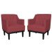 Kit 02 Poltronas Decorativas Clássica Com Base Madeira Suede Vermelho - DS Estofados