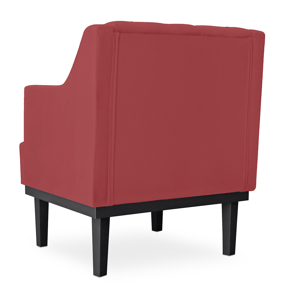 Kit 02 Poltronas Decorativas Clássica Com Base Madeira Suede Vermelho - DS Estofados