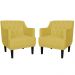 Kit 02 Poltronas Decorativas Clássica Pés Trapézio Suede Amarelo - DS Estofados