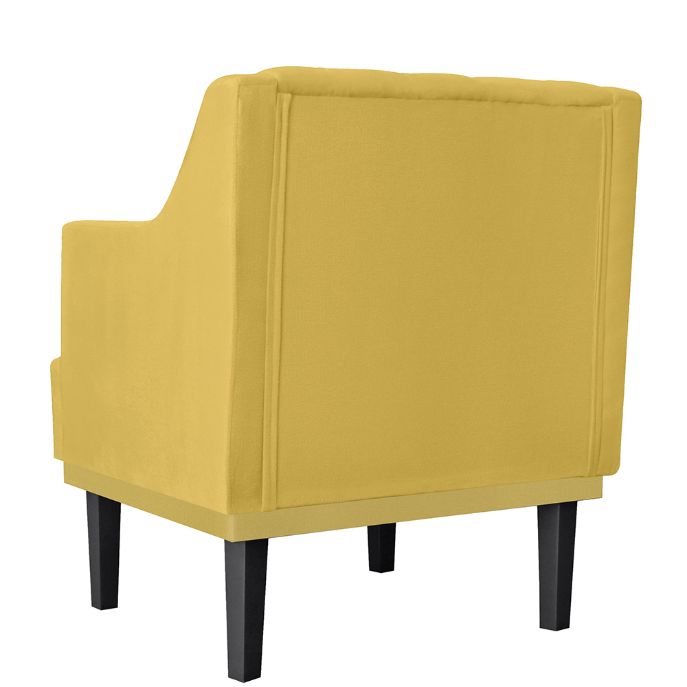 Kit 02 Poltronas Decorativas Clássica Pés Trapézio Suede Amarelo - DS Estofados