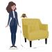 Kit 02 Poltronas Decorativas Clássica Pés Trapézio Suede Amarelo - DS Estofados