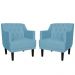 Kit 02 Poltronas Decorativas Clássica Pés Trapézio Suede Azul Turquesa - DS Estofados