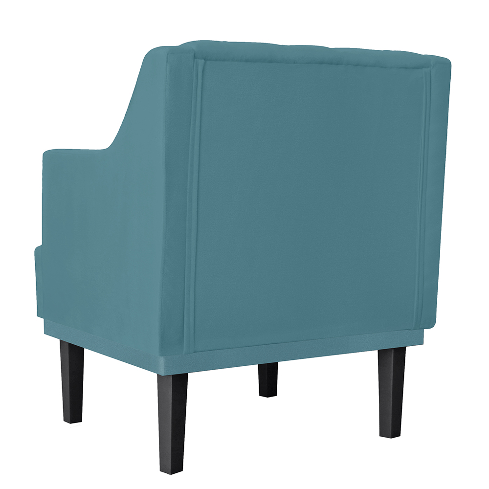 Kit 02 Poltronas Decorativas Clássica Pés Trapézio Suede Azul Turquesa - DS Estofados