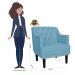 Kit 02 Poltronas Decorativas Clássica Pés Trapézio Suede Azul Turquesa - DS Estofados