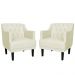 Kit 02 Poltronas Decorativas Clássica Pés Trapézio Suede Bege - DS Estofados