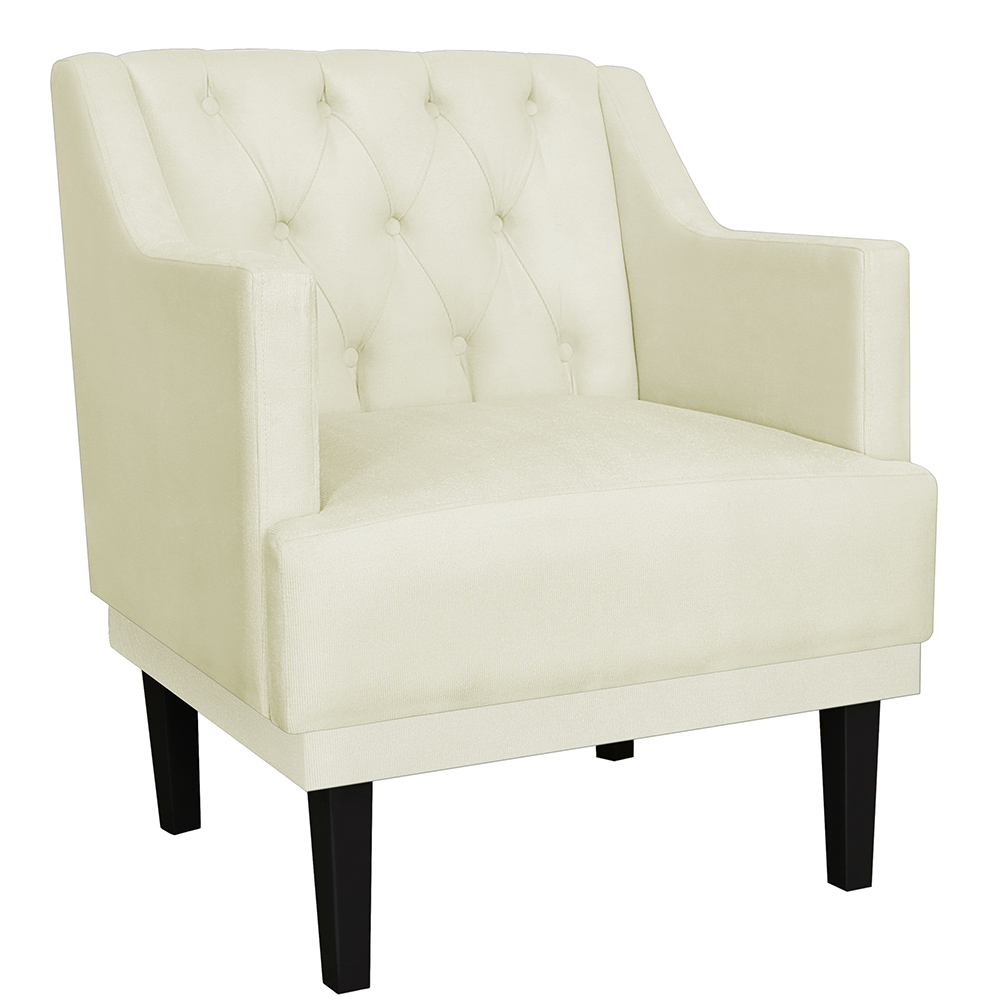 Kit 02 Poltronas Decorativas Clássica Pés Trapézio Suede Bege - DS Estofados
