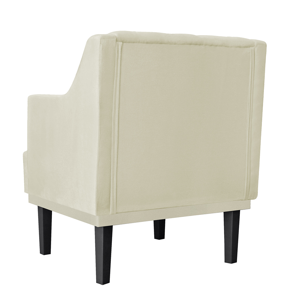 Kit 02 Poltronas Decorativas Clássica Pés Trapézio Suede Bege - DS Estofados