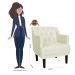 Kit 02 Poltronas Decorativas Clássica Pés Trapézio Suede Bege - DS Estofados