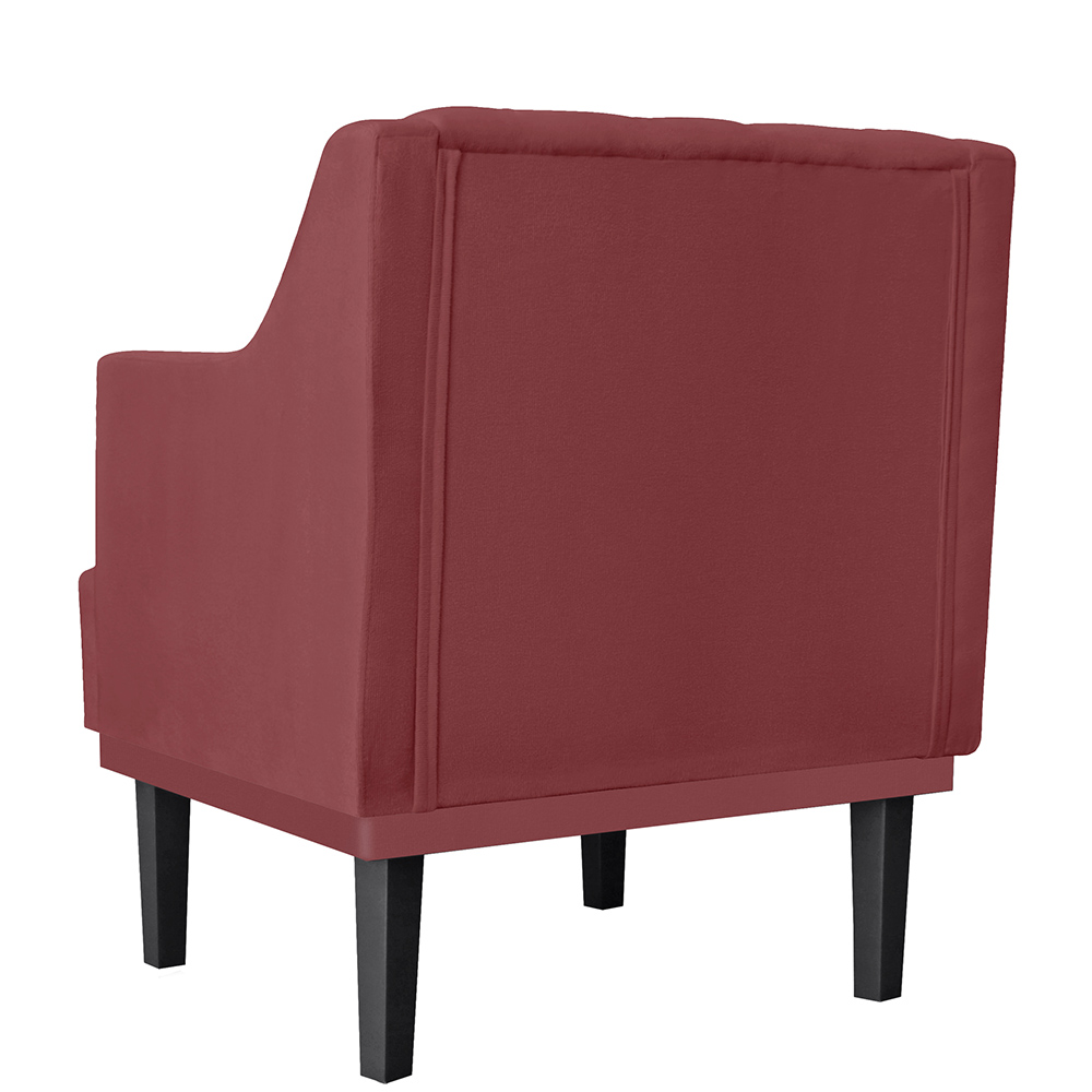 Kit 02 Poltronas Decorativas Clássica Pés Trapézio Suede Bordô - DS Estofados