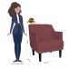 Kit 02 Poltronas Decorativas Clássica Pés Trapézio Suede Bordô - DS Estofados