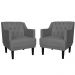 Kit 02 Poltronas Decorativas Clássica Pés Trapézio Suede Cinza - DS Estofados