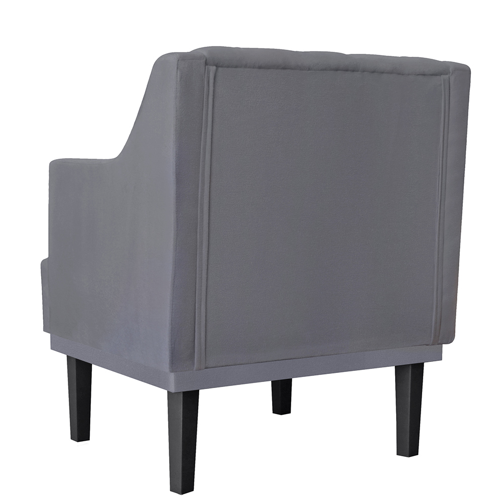 Kit 02 Poltronas Decorativas Clássica Pés Trapézio Suede Cinza - DS Estofados