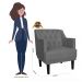 Kit 02 Poltronas Decorativas Clássica Pés Trapézio Suede Cinza - DS Estofados
